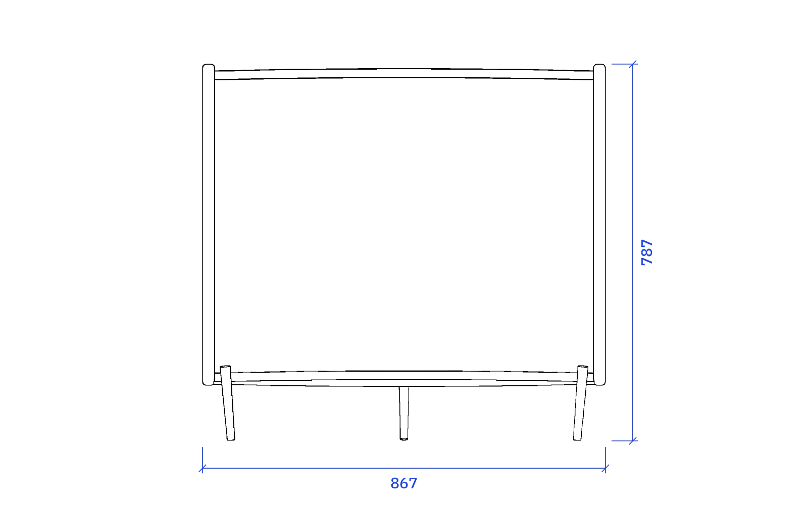 Front elevation of the Quad Electrostatic Loudspeaker (ESL, often called ESL-57), 867 mm wide and 787 mm high