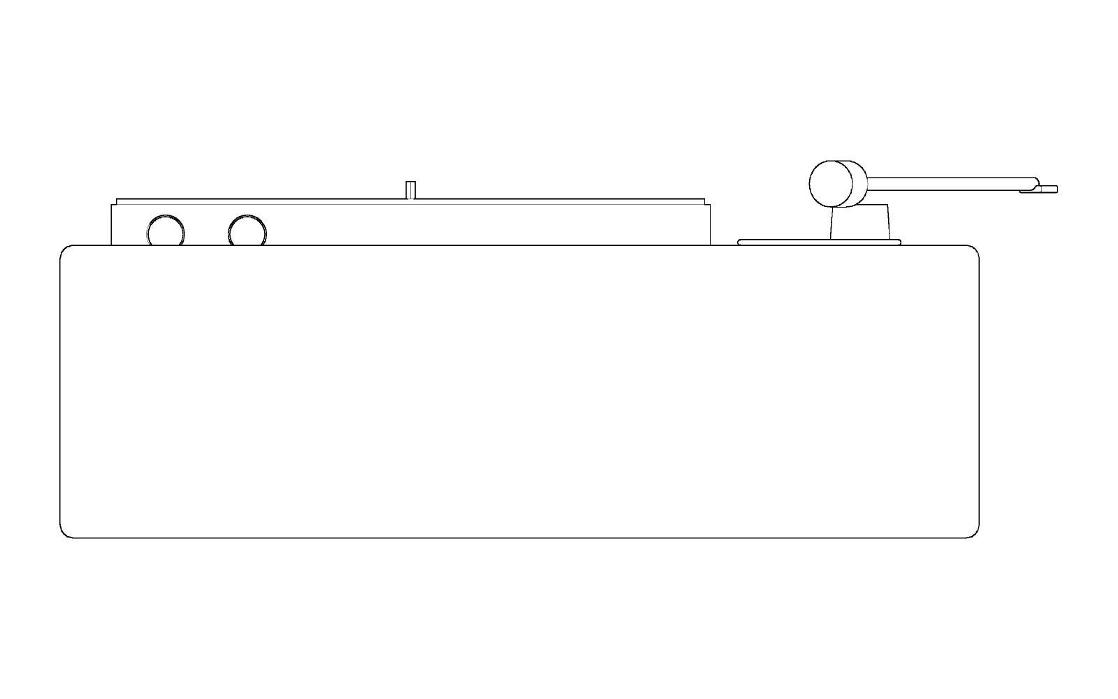Front elevation of the EMT 927, 675 mm wide and 215 mm high