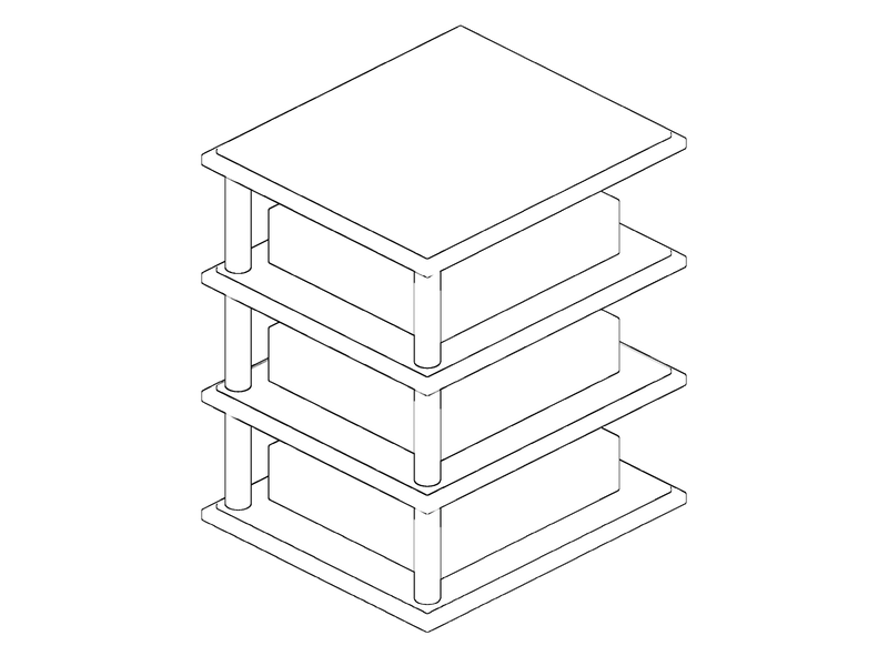 Grand Prix Audio Monaco Classic isolation system, isometric drawing