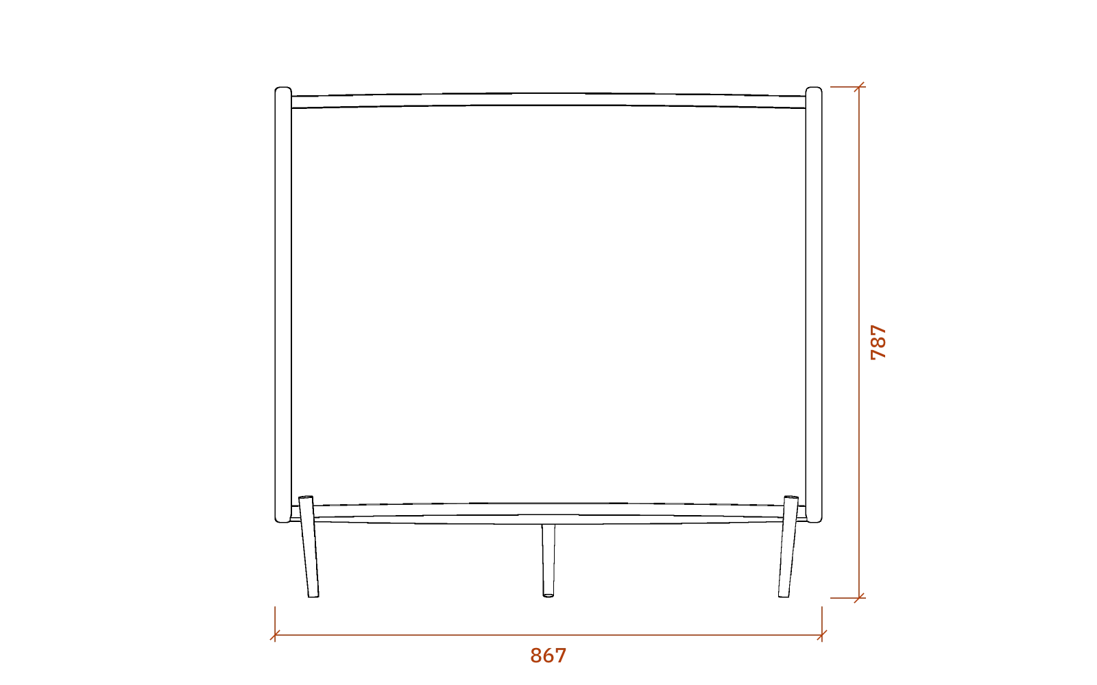 Front elevation of the Quad Electrostatic Loudspeaker (ESL, often called ESL-57), 867 mm wide and 787 mm high