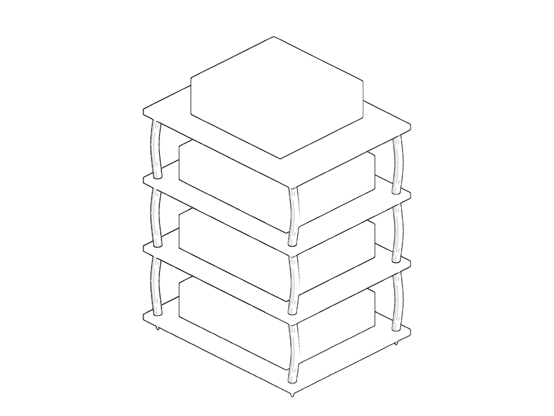 Quadraspire SVT Performance HiFi Rack, isometric drawing