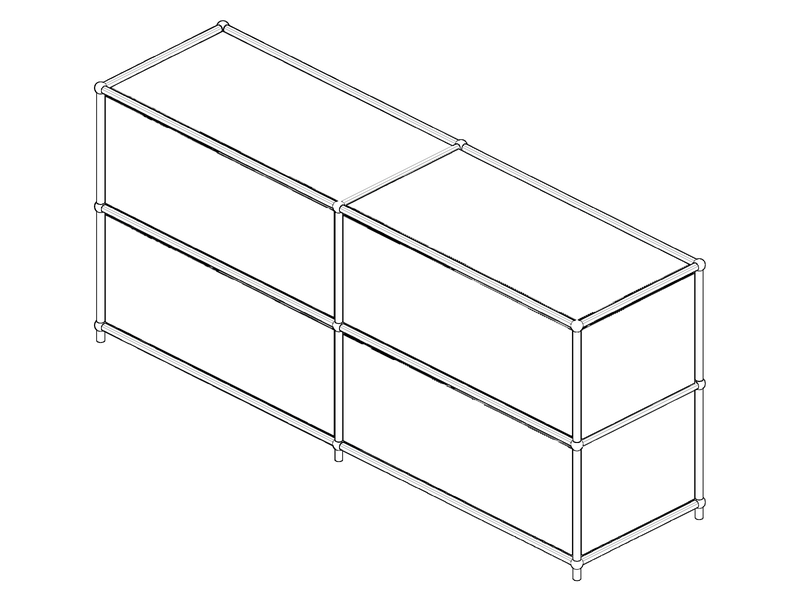 USM USM Haller Mid-Credenza (D), isometric drawing